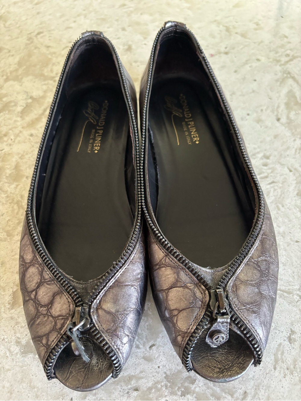 Leather Metallic Bronze Ballet Flats